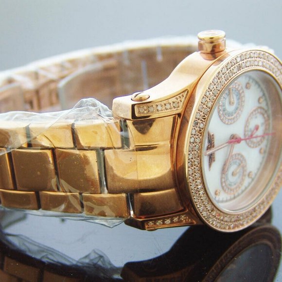 Ladies Swiss Master 164 Diamonds Rose Gold-tone Round Case and band
